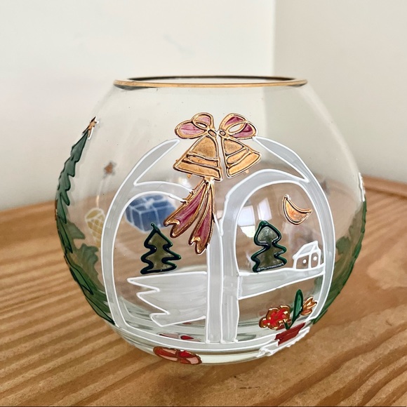 3/$20 Handpainted Christmas Window Candle Holder